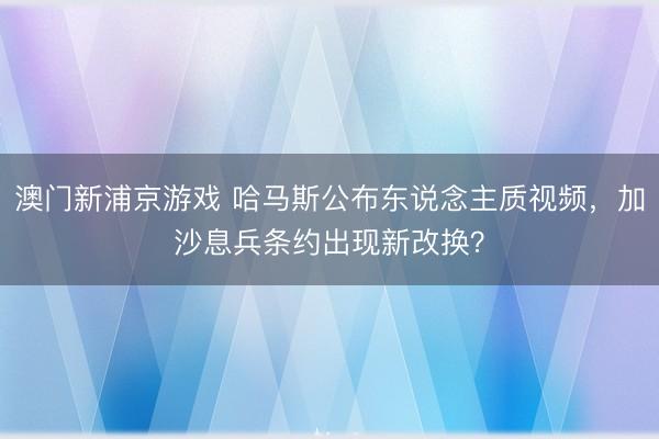 澳门新浦京游戏 哈马斯公布东说念主质视频，加沙息兵条约出现新改换？