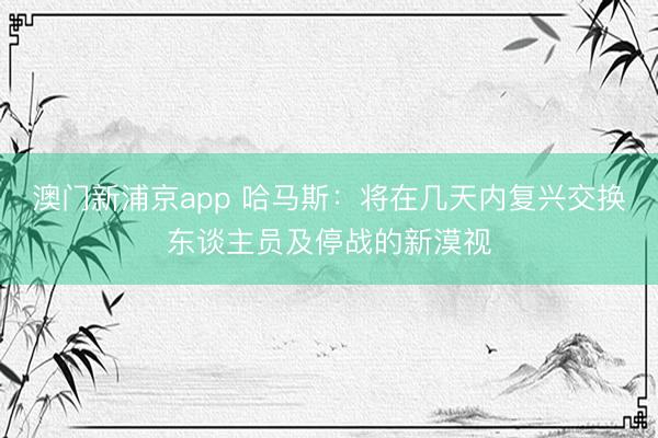 澳门新浦京app 哈马斯:将在几天内复兴交换东谈主员及停战的新漠视