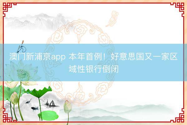 澳门新浦京app 本年首例！好意思国又一家区域性银行倒闭