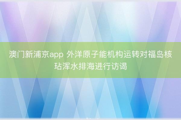 澳门新浦京app 外洋原子能机构运转对福岛核玷浑水排海进行访谒