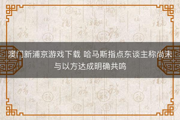 澳门新浦京游戏下载 哈马斯指点东谈主称尚未与以方达成明确共鸣
