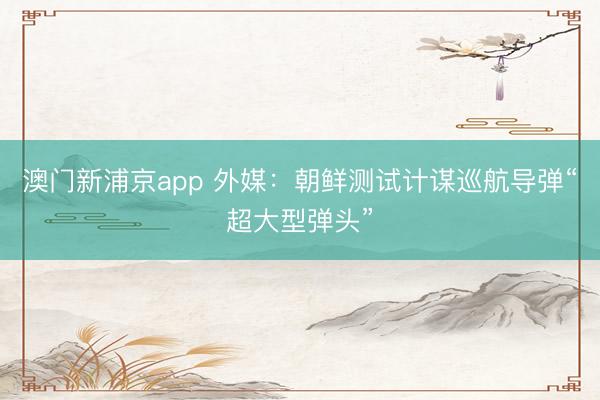 澳门新浦京app 外媒：朝鲜测试计谋巡航导弹“超大型弹头”