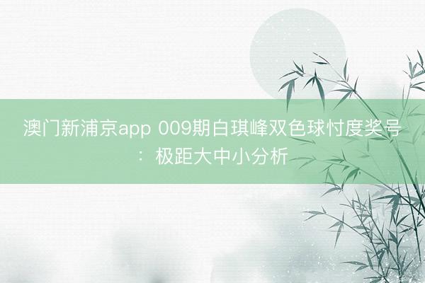 澳门新浦京app 009期白琪峰双色球忖度奖号：极距大中小分析