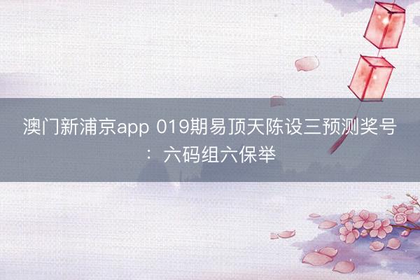 澳门新浦京app 019期易顶天陈设三预测奖号:六码组六保举