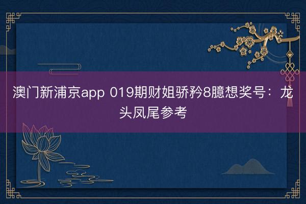 澳门新浦京app 019期财姐骄矜8臆想奖号：龙头凤尾参考