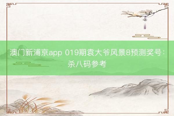 澳门新浦京app 019期袁大爷风景8预测奖号：杀八码参考