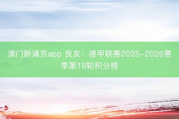 澳门新浦京app 良友:德甲联赛2025-2026赛季第18轮积分榜
