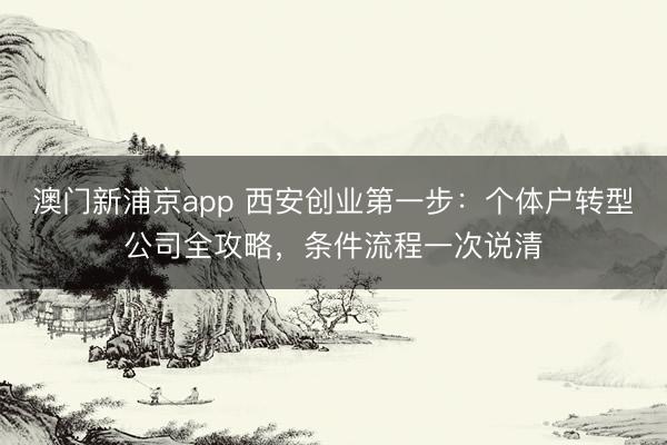 澳门新浦京app 西安创业第一步：个体户转型公司全攻略，条件流程一次说清