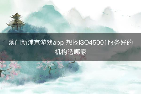 澳门新浦京游戏app 想找ISO45001服务好的机构选哪家