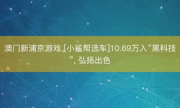 澳门新浦京游戏 [小鲨帮选车]10.69万入“黑科技”， 弘扬出色