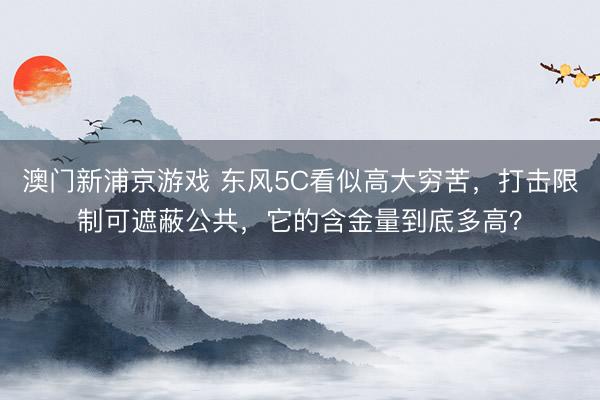 澳门新浦京游戏 东风5C看似高大穷苦，打击限制可遮蔽公共，它的含金量到底多高？