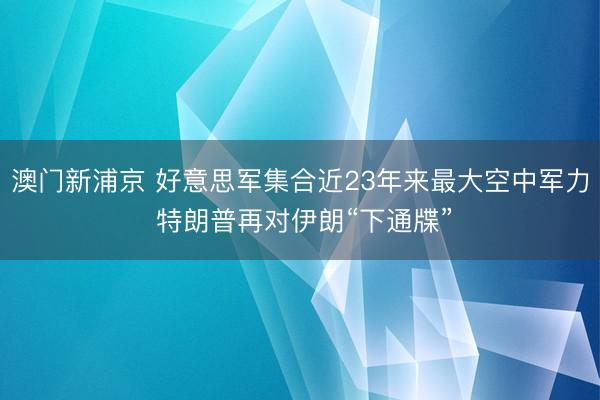 澳门新浦京 好意思军集合近23年来最大空中军力 特朗普再对伊朗“下通牒”