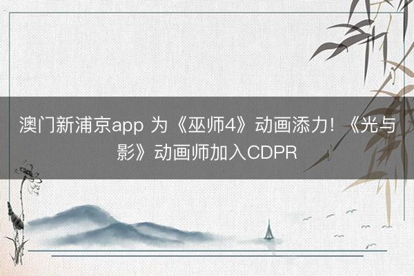 澳门新浦京app 为《巫师4》动画添力! 《光与影》动画师加入CDPR