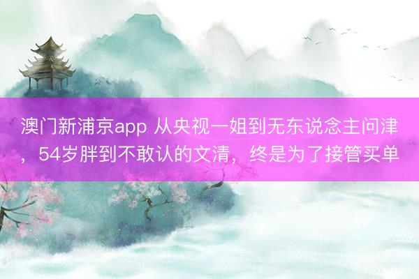 澳门新浦京app 从央视一姐到无东说念主问津，54岁胖到不敢认的文清，终是为了接管买单
