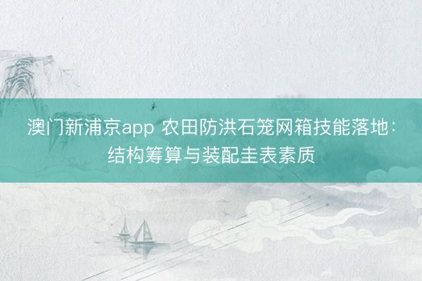澳门新浦京app 农田防洪石笼网箱技能落地：结构筹算与装配圭表素质