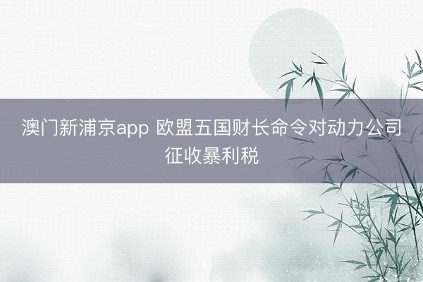 澳门新浦京app 欧盟五国财长命令对动力公司征收暴利税