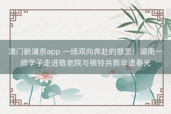 澳门新浦京app 一场双向奔赴的慈悲！湖南一师学子走进敬老院与银铃共剪非遗春光