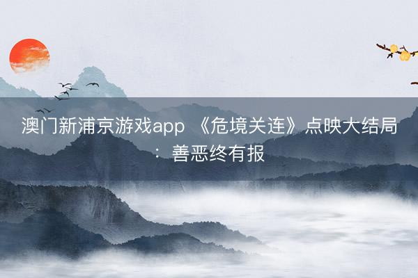 澳门新浦京游戏app 《危境关连》点映大结局:善恶终有报