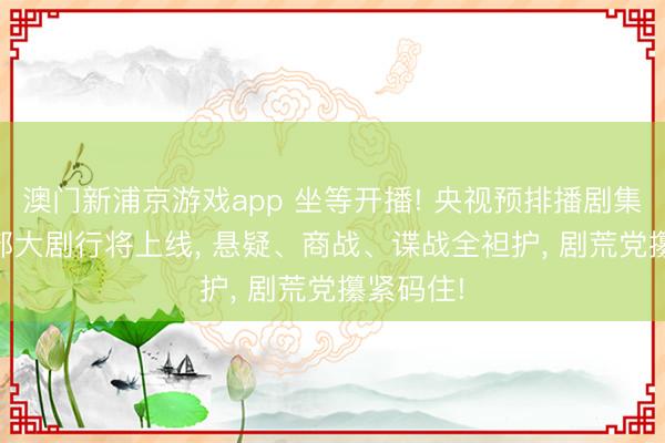 澳门新浦京游戏app 坐等开播! 央视预排播剧集片单， 9部大剧行将上线， 悬疑、商战、谍战全袒护， 剧荒党攥紧码住!