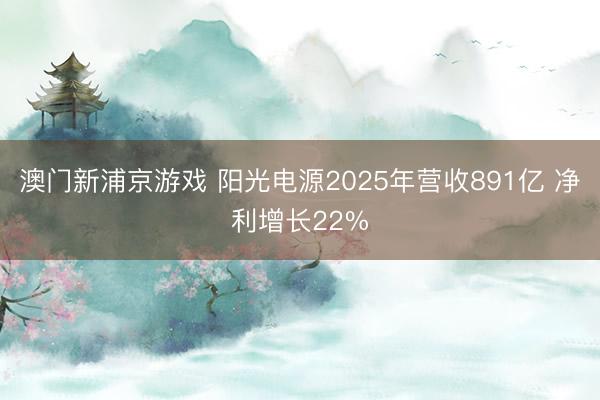 澳门新浦京游戏 阳光电源2025年营收891亿 净利增长22%