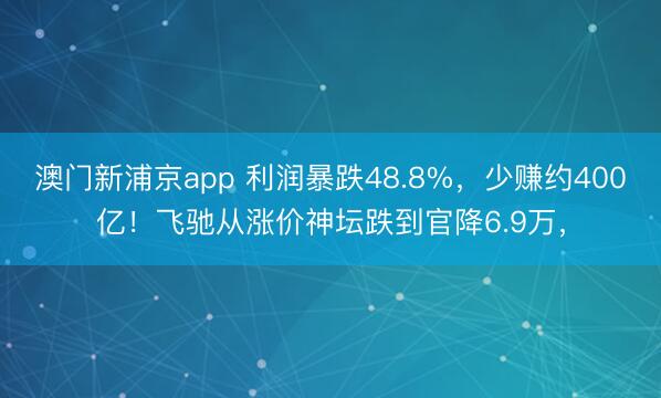 澳门新浦京app 利润暴跌48.8%，少赚约400亿！飞驰从涨价神坛跌到官降6.9万，