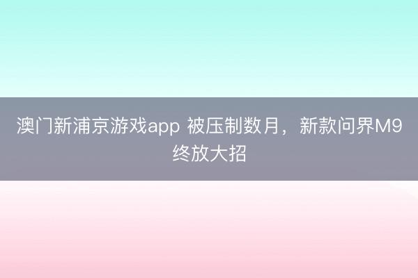 澳门新浦京游戏app 被压制数月，新款问界M9终放大招