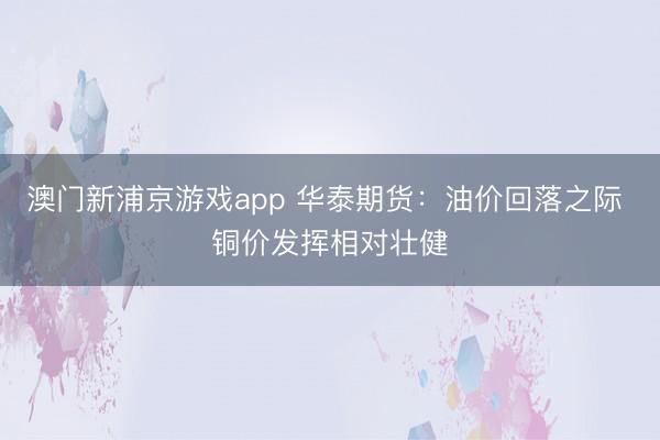 澳门新浦京游戏app 华泰期货：油价回落之际 铜价发挥相对壮健