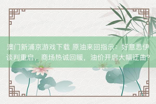 澳门新浦京游戏下载 原油来回指示：好意思伊谈判重启，商场热诚回暖，油价开启大幅迂曲？
