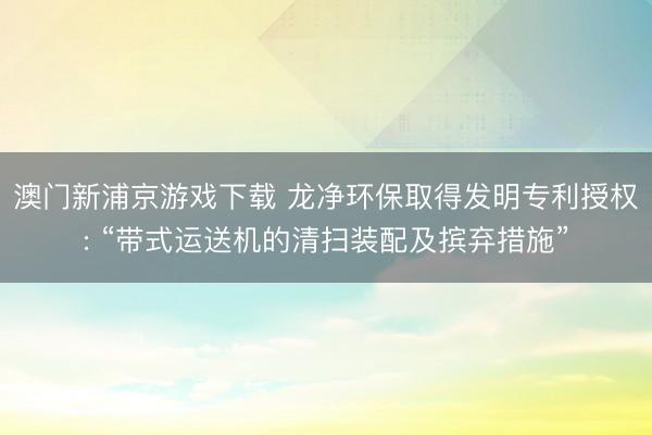 澳门新浦京游戏下载 龙净环保取得发明专利授权: “带式运送机的清扫装配及摈弃措施”
