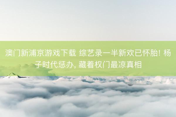 澳门新浦京游戏下载 综艺录一半新欢已怀胎! 杨子时代惩办， 藏着权门最凉真相