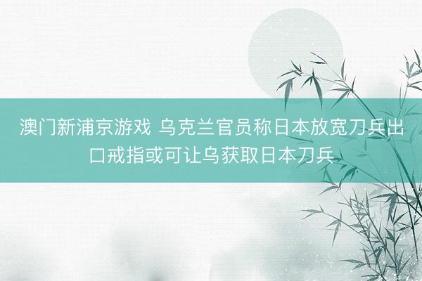 澳门新浦京游戏 乌克兰官员称日本放宽刀兵出口戒指或可让乌获取日本刀兵