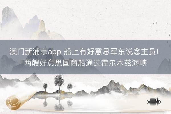 澳门新浦京app 船上有好意思军东说念主员! 两艘好意思国商船通过霍尔木兹海峡