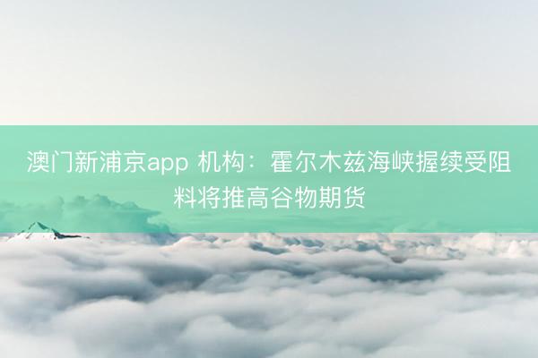 澳门新浦京app 机构：霍尔木兹海峡握续受阻料将推高谷物期货