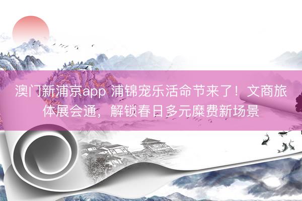 澳门新浦京app 浦锦宠乐活命节来了！文商旅体展会通，解锁春日多元糜费新场景